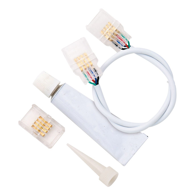 Connectors for connection between EcoLED RGB strips equipped with everything needed for installation