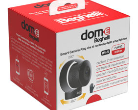Smart Camera Ring FullHD che si connette alla rete Wi-fi e si controlla dallo smartphone tramite l'app Dom-e.
